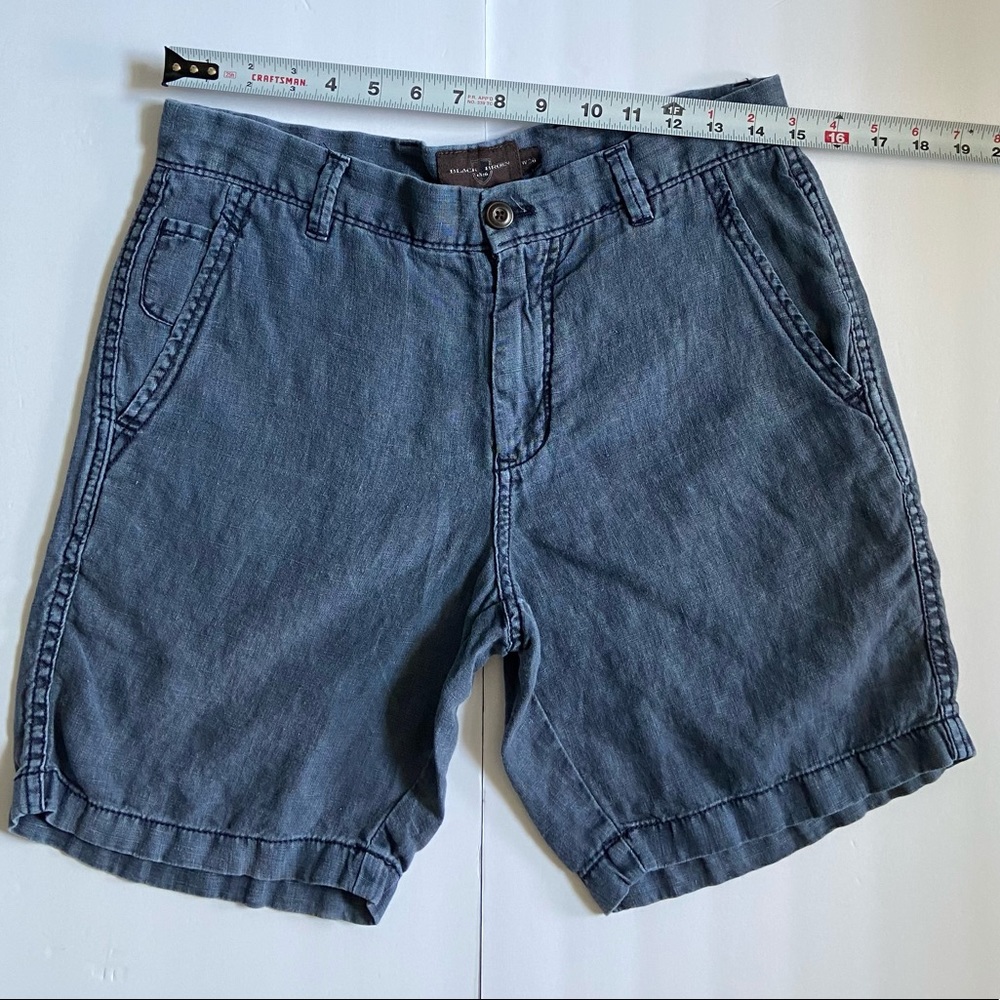 Chambray Linen Flat Front Shorts 30W